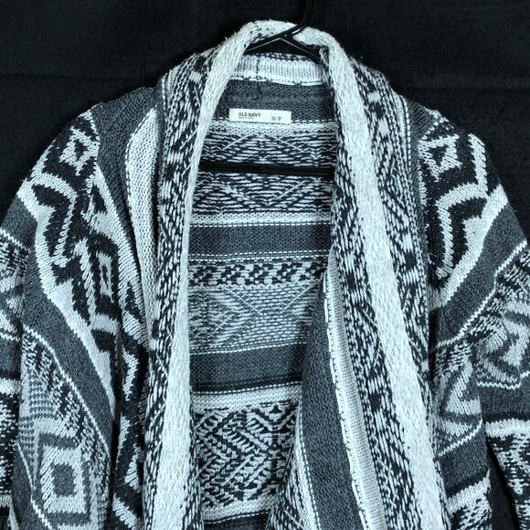 Old Navy Womens Sweater Gray Cardigan Aztec Waterfall Open Front Small - Picture 2 of 12